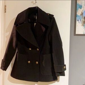 Black Double Breast Winter Pea Coat